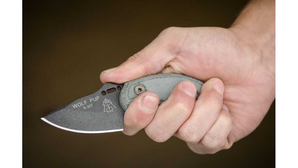 Tops Knives Wolf Pup Fixed Blade Knife, Black, 2.5in, WP010