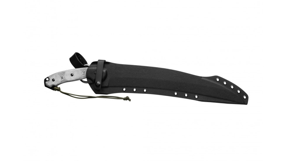 TOPS Knives X16 Ginunting Fixed Blade Knife, 15.75in, 1095 Steel, Kukri, Black Linen Micarta Handle, X16G-02