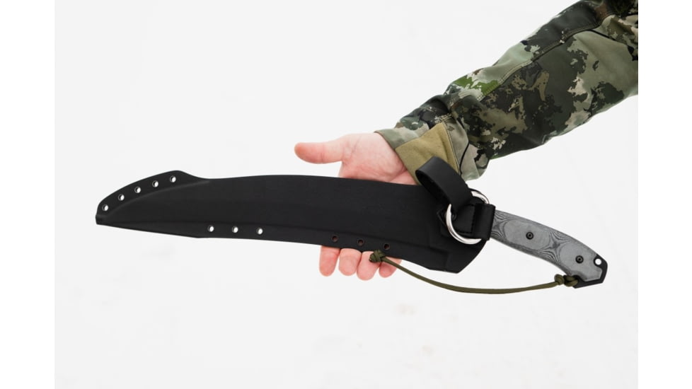 TOPS Knives X16 Ginunting Fixed Blade Knife, 15.75in, 1095 Steel, Kukri, Black Linen Micarta Handle, X16G-02