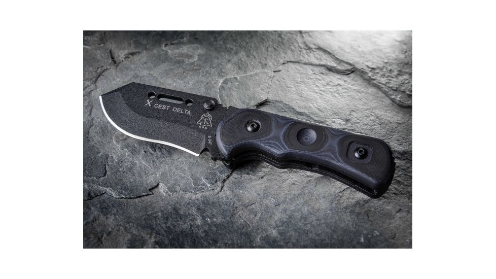 Tops Knives XcEST Delta Folding Knife, Black, 3.38in, XCEST-D
