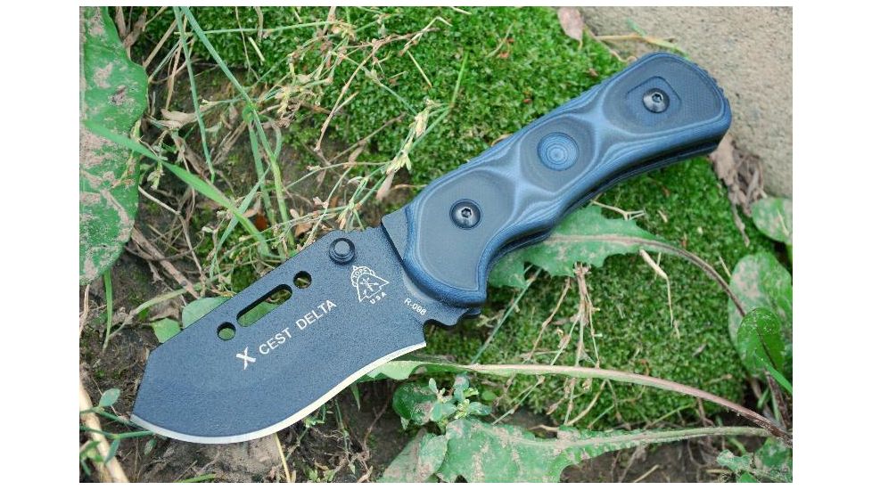 Tops Knives XcEST Delta Folding Knife, Black, 3.38in, XCEST-D