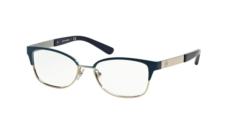Tory Burch TY1046 Eyeglass Frames 3142-50 - Dark Navy/satin Silver Frame