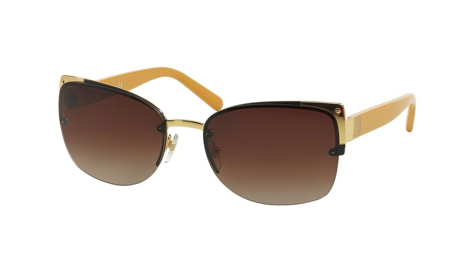 Tory Burch TY6034 Sunglasses 302513-58 - Gold Black Frame, Smoke Gradient Lenses