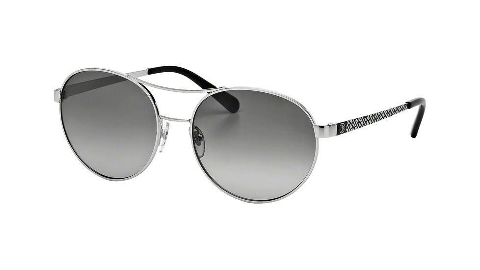Tory Burch TY6037 Sunglasses 304411-56 - Silver/black T Print Frame, Grey Gradient Lenses