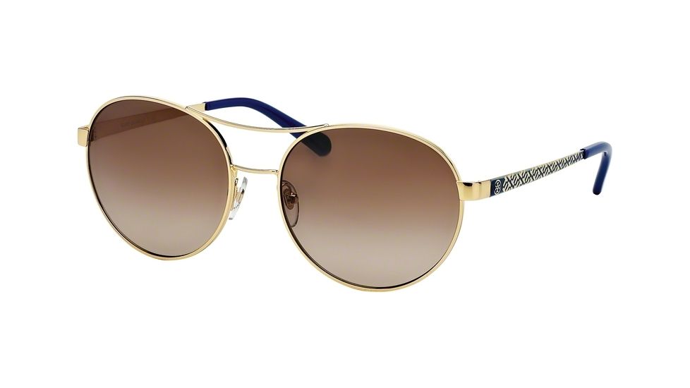 Tory Burch TY6037 Sunglasses 304813-56 - Gold/navy To Print Frame, Brown Gradient Lenses