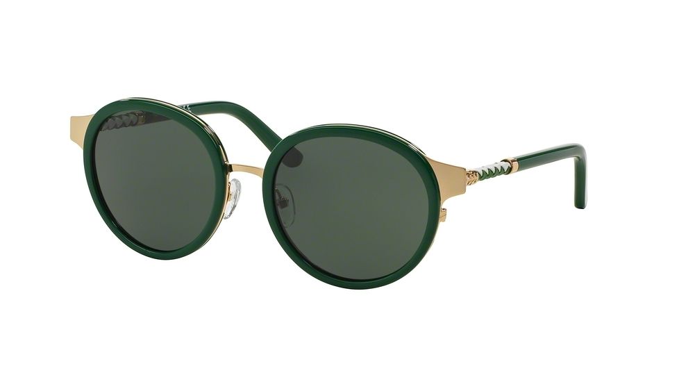 Tory Burch TY6042Q Sunglasses 310771-52 - Gold/green Frame, Green Solid Lenses