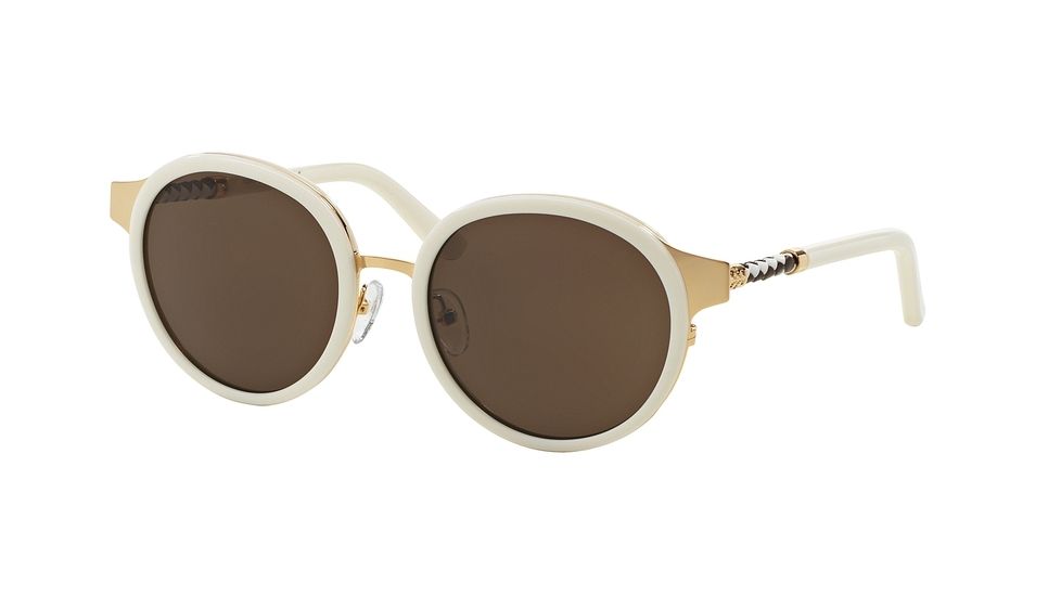 Tory Burch TY6042Q Sunglasses 311073-52 - Gold/ivory Frame, Brown Solid Lenses