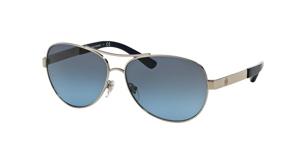 Tory Burch TY6047 Single Vision Prescription Sunglasses TY6047-31618F-59 - Lens Diameter 59 mm, Frame Color Silver
