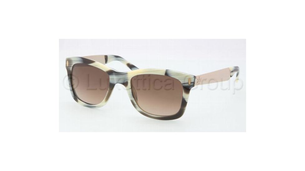 Tory Burch TY7042 TY7042 Single Vision Prescription Sunglasses TY7042-105013-5221 - Lens Diameter 52 mm, Frame Color Olive Horn