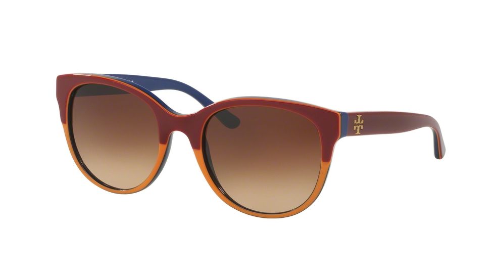 Tory Burch TY7095A Sunglasses 159913-54 - Burgundy/orange/navy Frame, Dk Brown Gradient Lenses