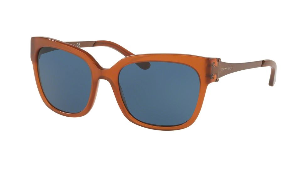 Tory Burch TY7110 Sunglasses 167880-57 - Milky Amber Frame, Navy Solid Lenses