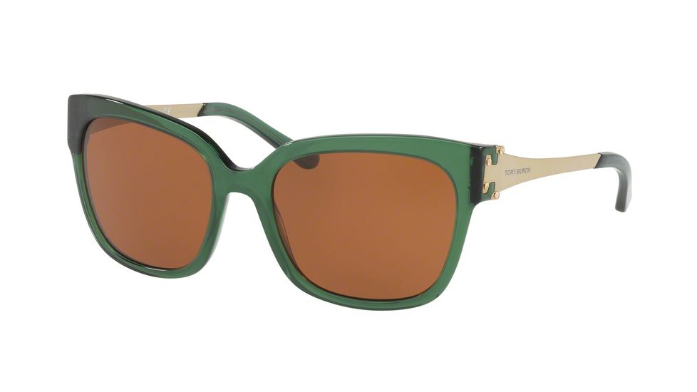 Tory Burch TY7110 Sunglasses 167973-57 - Bottle Green Frame, Amber Solid Lenses