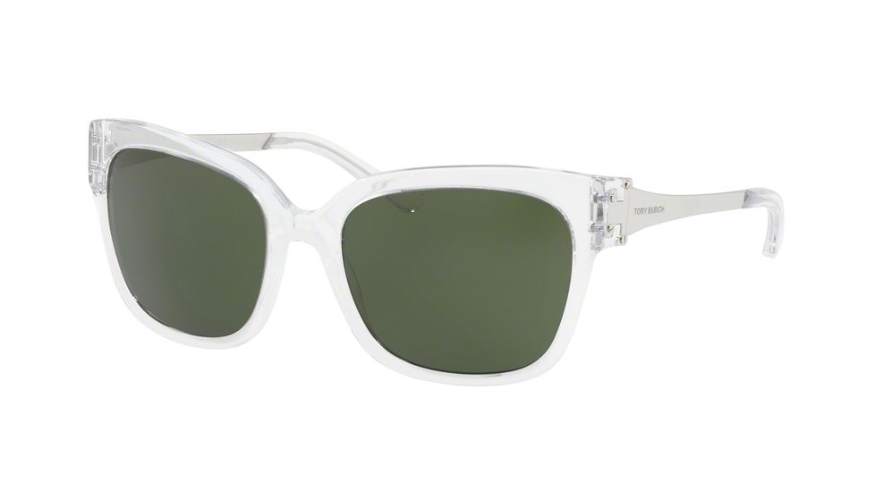 Tory Burch TY7110 Sunglasses 168071-57 - Crystal Frame, Green Solid Lenses
