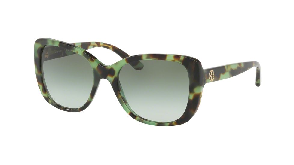Tory Burch TY7114 Single Vision Prescription Sunglasses TY7114-17038E-53 - Lens Diameter 53 mm, Frame Color Green Tortoise