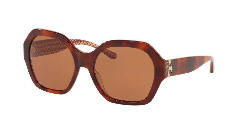 Tory Burch TY7120 Sunglasses 165873-57 - Tort / Orange Zig Zag Print Frame, Solid Amber Lenses