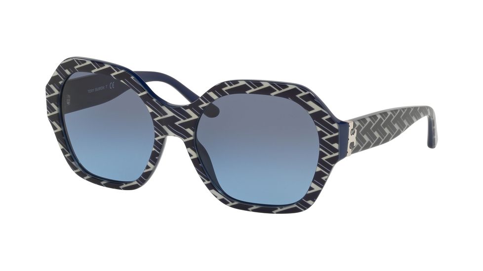 Tory Burch TY7120 Sunglasses 17498F-57 - Navy T Pattern / Navy Frame, Grey Blue Gradient Lenses