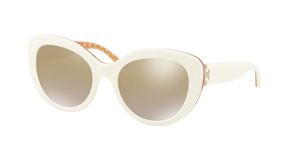 Tory Burch TY7121 Prescription Sunglasses, 55mm, Ivory / Orange Circular T Prin, TY7121-17326E-55-SV