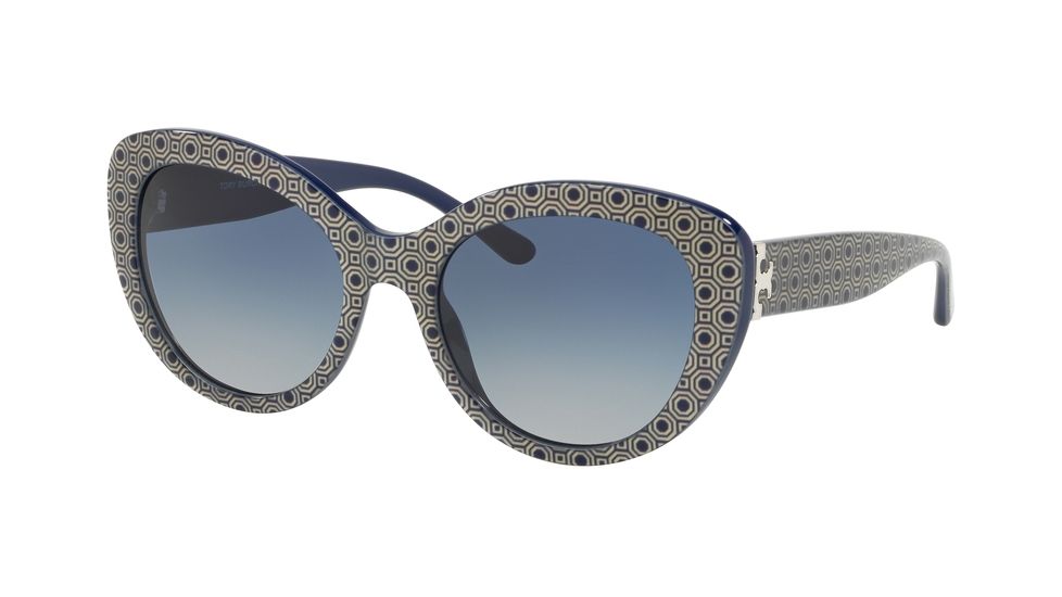 Tory Burch TY7121 Prescription Sunglasses TY7121-17334L-55 - Lens Diameter 55 mm, Frame Color Octagon Square Print / Navy