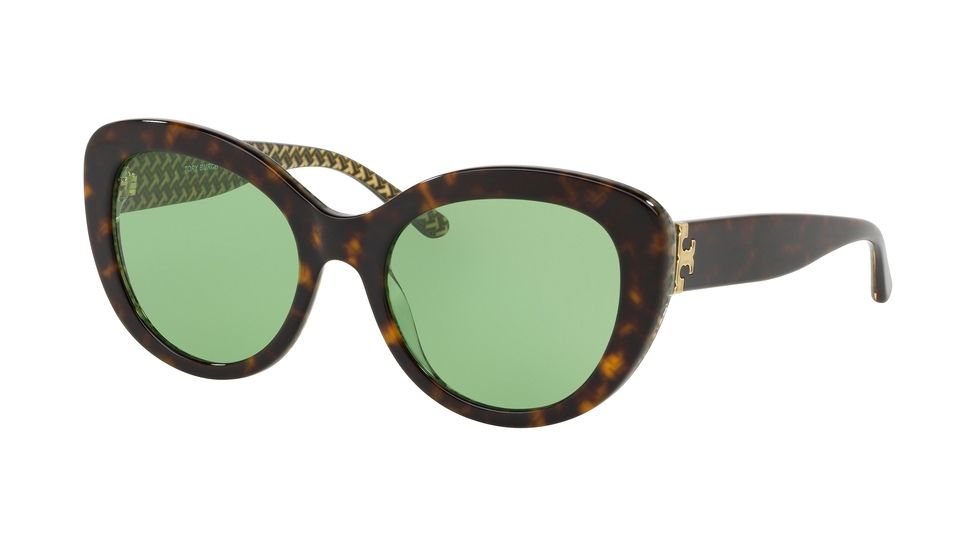 Tory Burch TY7121 Prescription Sunglasses, 55mm, Dark Tort / Green Zig Zag T Pr, TY7121-1734-2-55-SV
