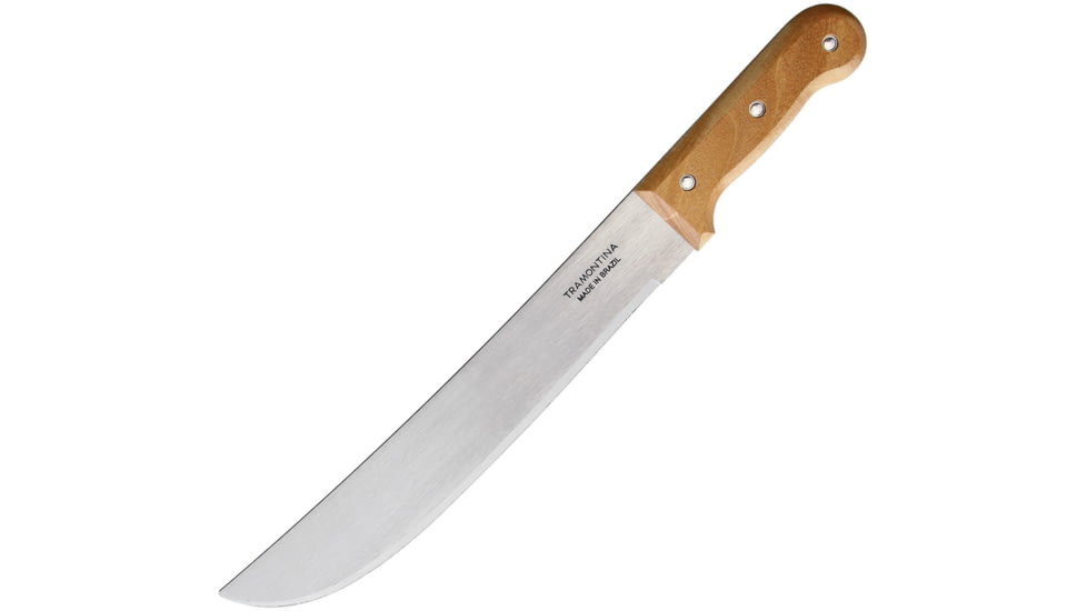 Tramontina Machete 12in Knife, 12 satin finish carbon steel blade, Natural wood handle, 26620/012