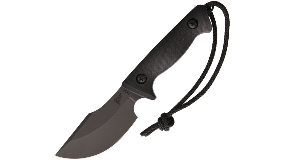 Treeman Combat Knives Path Finder Black Ops Lthr Fixed Blade Knife, 4.25in, Standard Edge, Black, G10 Handle TCK031
