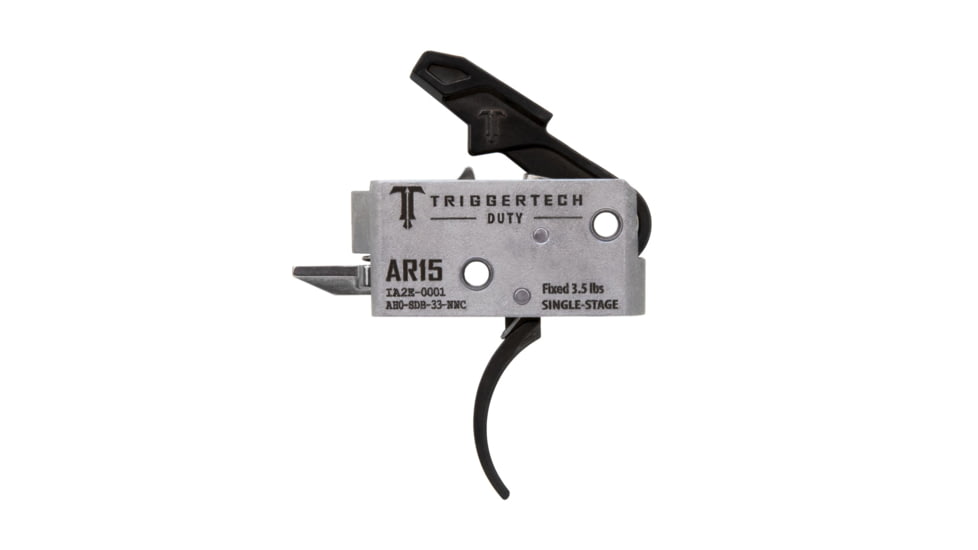 Triggertech Duty AR15 Single-Stage Curved Trigger, 3.5lb Pull Weight, Stainless Steel, PVD Black, AH0-SDB-33-NNC