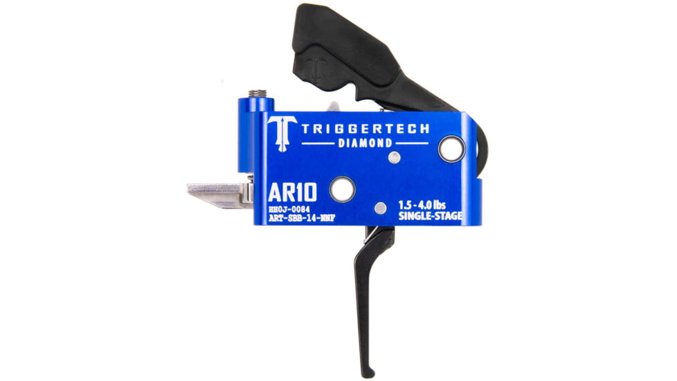 Triggertech AR10 Single-Stage Diamond Flat Trigger, 1.5-4lb Pull, Admiral Blue, Admiral Blue, AR10, ART-SAB-14-NNF