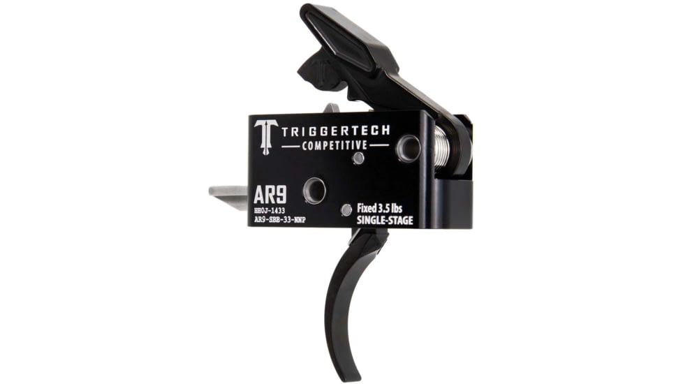 Triggertech AR9 Single-Stage Adaptable Competitive Pro Curved Competition Trigger Pull, 3lb Pull, Black, BLACK, AR9, AR9-SBB-33-NNP
