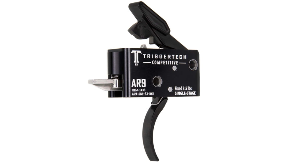 Triggertech AR9 Single-Stage Adaptable Competitive Pro Curved Competition Trigger Pull, 3lb Pull, Black, BLACK, AR9, AR9-SBB-33-NNP