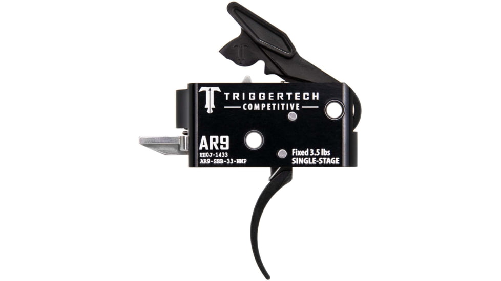 Triggertech AR9 Single-Stage Adaptable Competitive Pro Curved Competition Trigger Pull, 3lb Pull, Black, BLACK, AR9, AR9-SBB-33-NNP