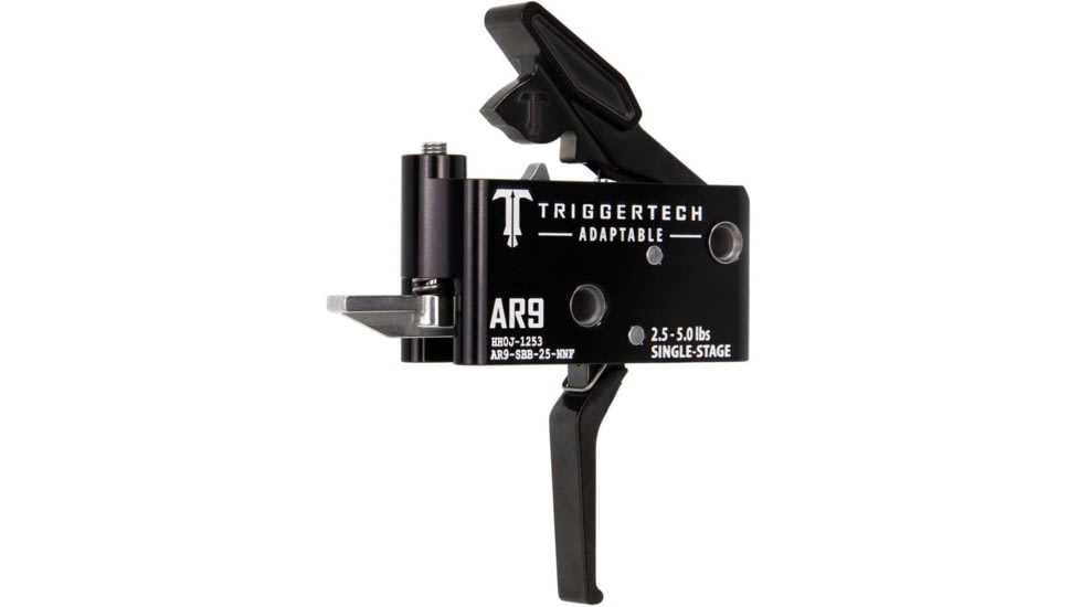 Triggertech AR9 Single-Stage Adaptable Flat Trigger, 2.5-5lb Pull, Black, BLACK, AR9, AR9-SBB-25-NNF