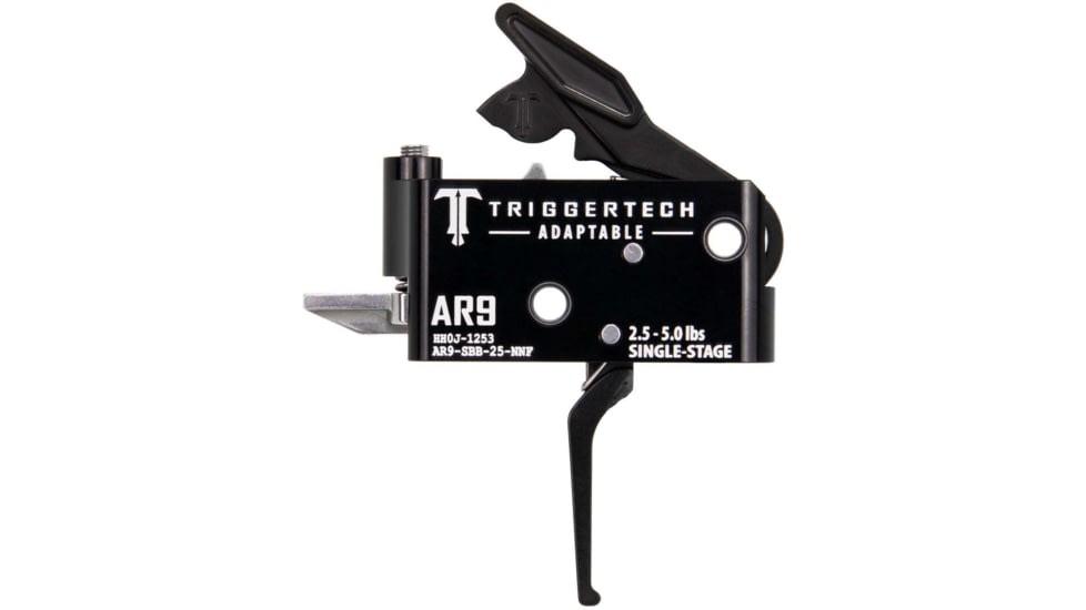 Triggertech AR9 Single-Stage Adaptable Flat Trigger, 2.5-5lb Pull, Black, BLACK, AR9, AR9-SBB-25-NNF