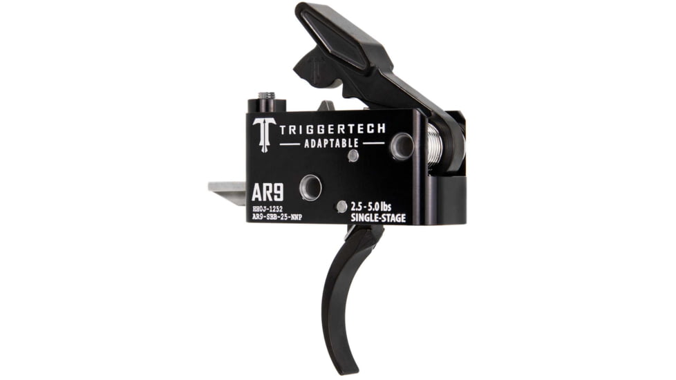 Triggertech AR9 Single-Stage Adaptable Pro Curved Trigger, 2.5-5lb Pull, Black, BLACK, AR9, AR9-SBB-25-NNP