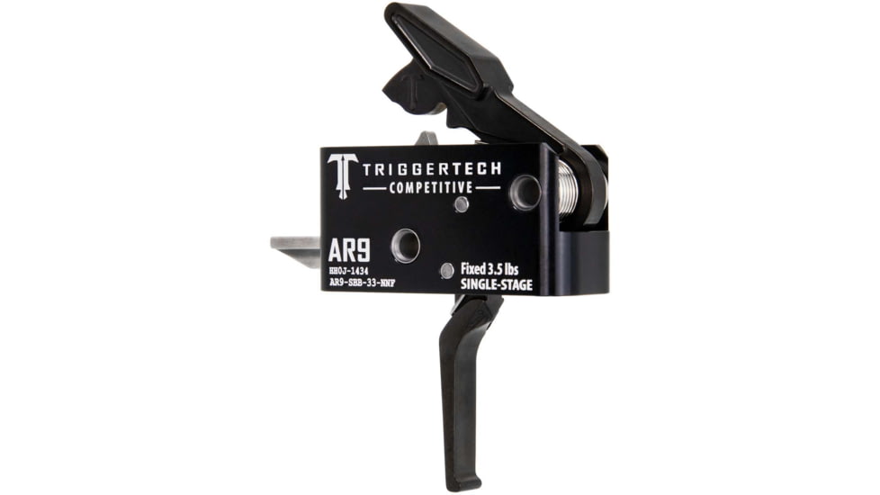 Triggertech AR9 Single-Stage Competitive Flat Competition Trigger, 3lb Pull, Black, BLACK, AR9, AR9-SBB-33-NNF