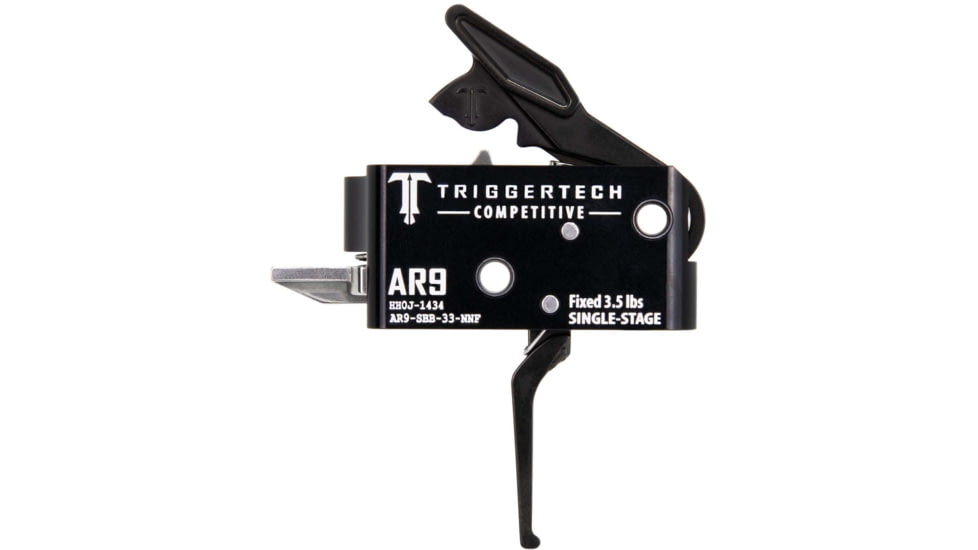 Triggertech AR9 Single-Stage Competitive Flat Competition Trigger, 3lb Pull, Black, BLACK, AR9, AR9-SBB-33-NNF