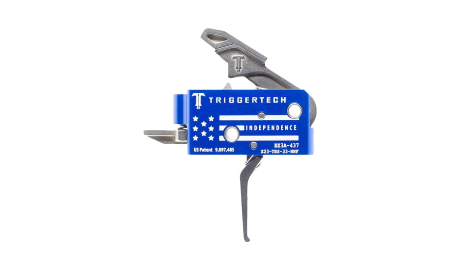 Triggertech Competitive Independence Trigger, AR-15, Two-Stage Short Action, 3.5 lb Pull, Curved, Drop-In, Stainless/Blue, X23-TBS-33-NNF