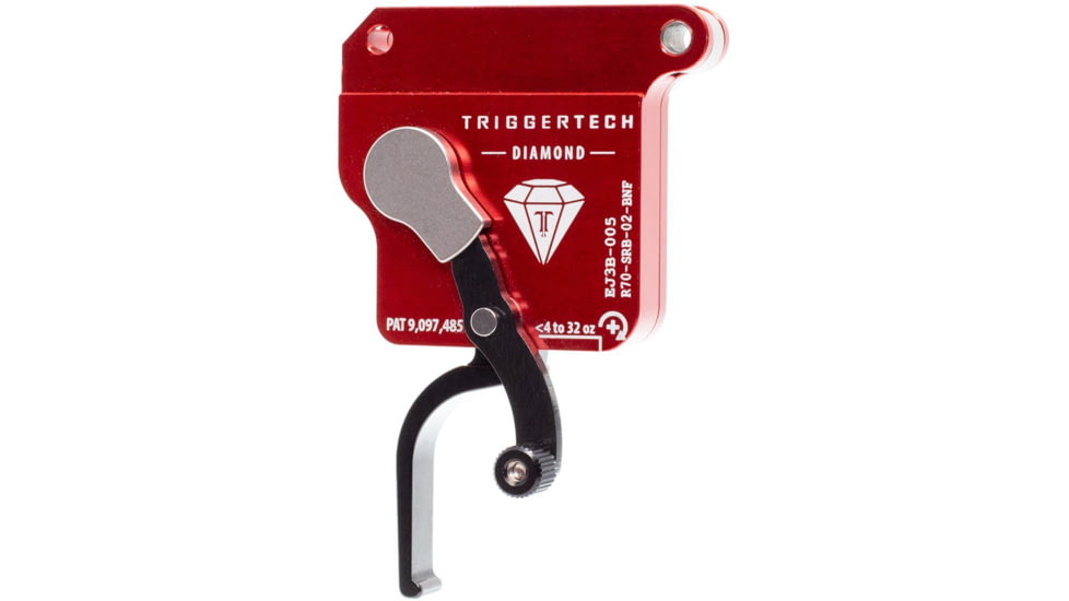 Triggertech Diamond Bottom Safety Trigger, Remington 700, 1.5-4 lb Pull, Ambidextrous, Flat, Anodized, Black, R70-SRB-02-BNF