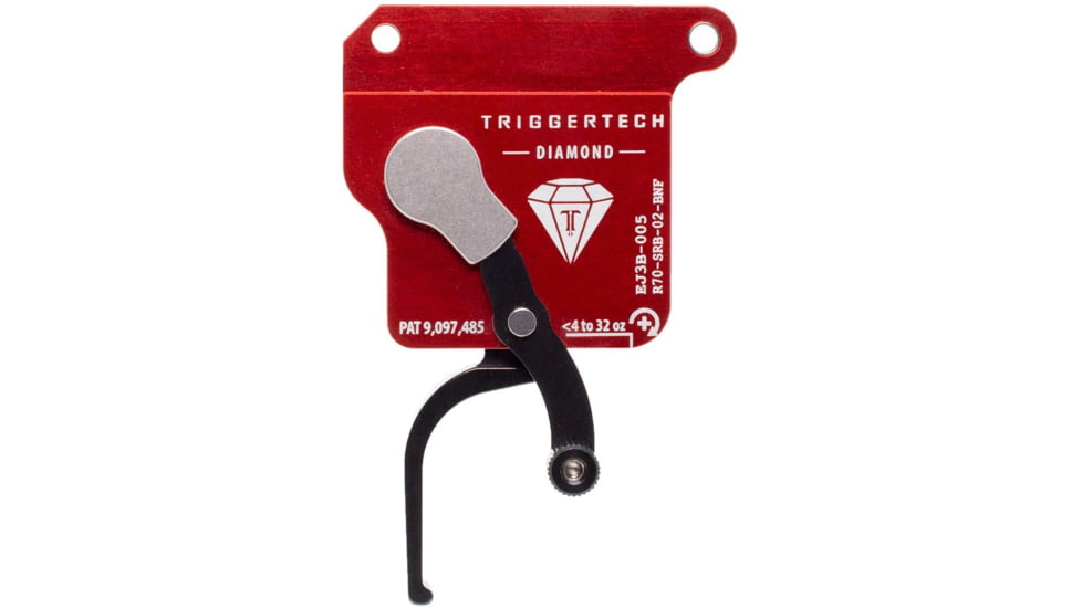 Triggertech Diamond Bottom Safety Trigger, Remington 700, 1.5-4 lb Pull, Ambidextrous, Flat, Anodized, Black, R70-SRB-02-BNF