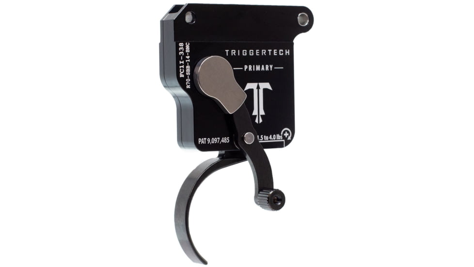 Triggertech Primary Bottom Safety Trigger, Remington 700, 1.5-4 lb Pull, Ambidextrous, Curved, Anodized, Black, R70-SBB-14-BNC