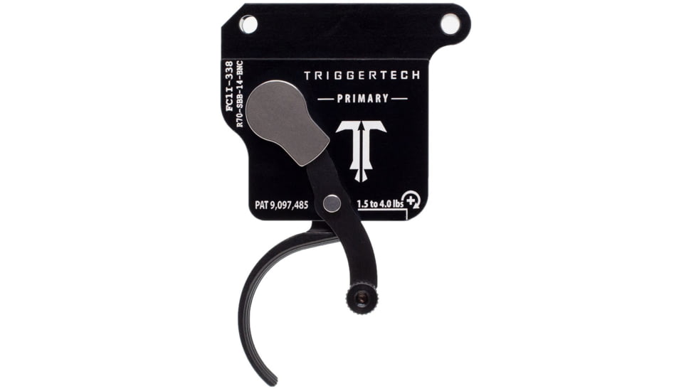 Triggertech Primary Bottom Safety Trigger, Remington 700, 1.5-4 lb Pull, Ambidextrous, Curved, Anodized, Black, R70-SBB-14-BNC