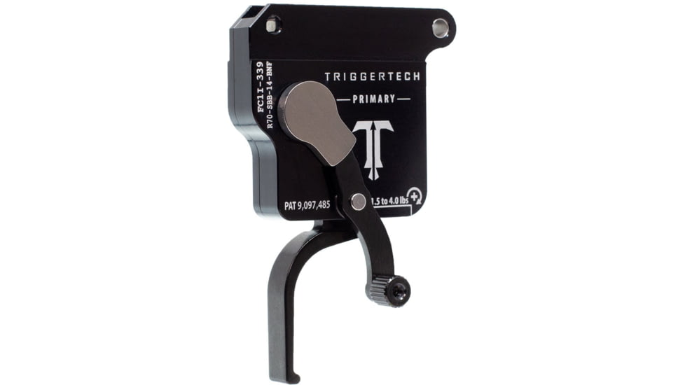 Triggertech Primary Bottom Safety Trigger, Remington 700, 1.5-4 lb Pull, Ambidextrous, Flat, Anodized, Black, R70-SBB-14-BNF