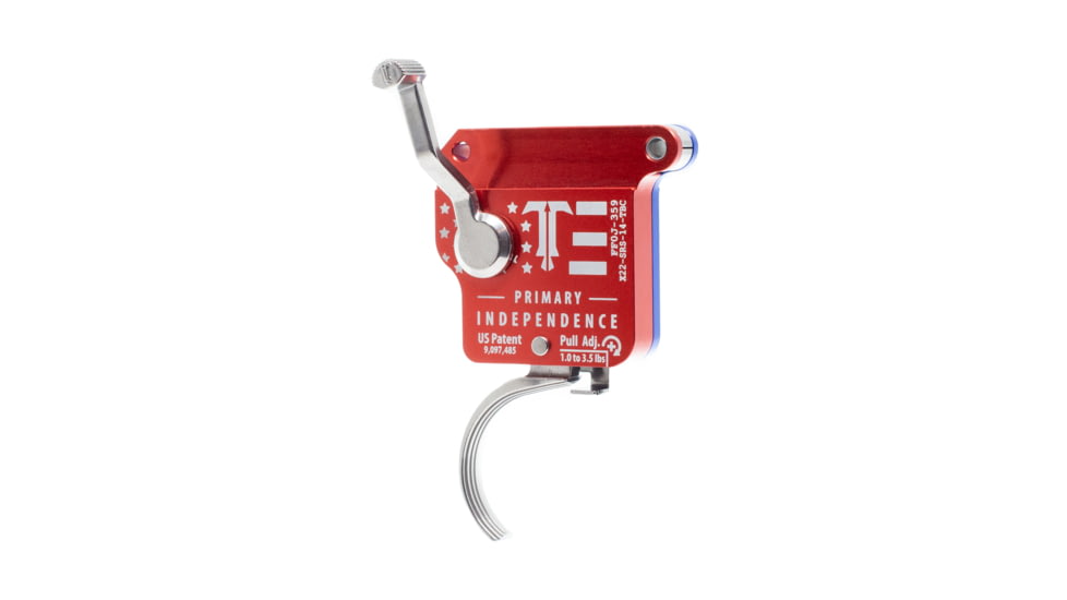 Triggertech Primary Independence Trigger, Remington 700, Single Stage Action, 1.5 - 4 lb Pull, Right Hand, Curved, Drop-In, Red/White/Blue, X22-SRS-14-TBC