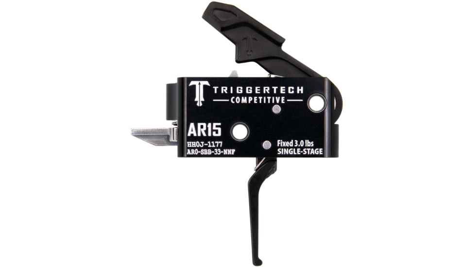 Triggertech Single-Stage Competitive Flat Trigger, Black/Black, AR0-SBB-33-NNF