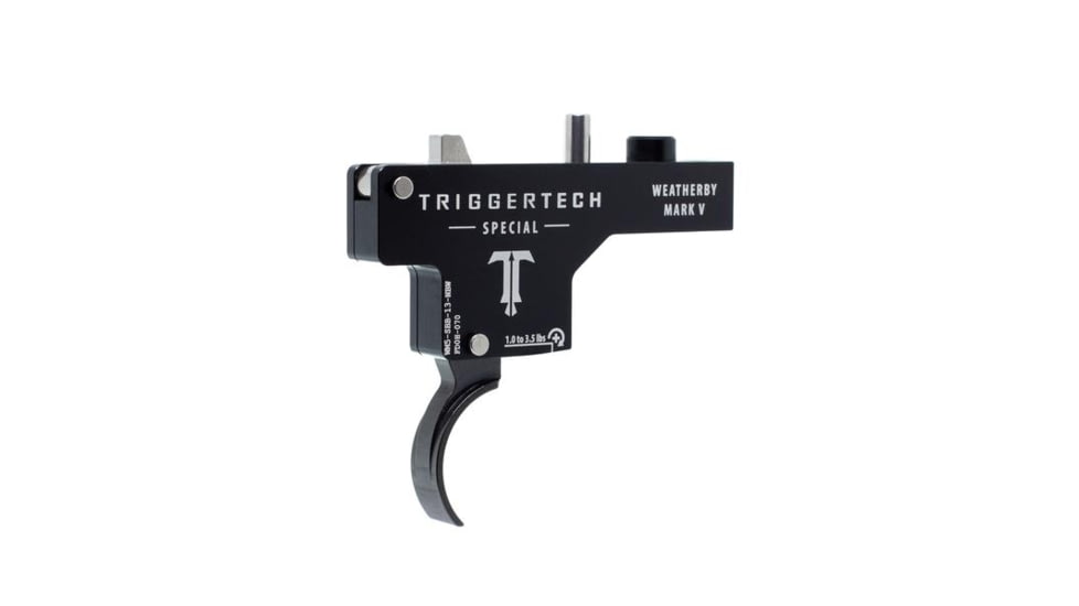 Triggertech Weatherby Mark V Special Curved Trigger, 1 - 3.5 lb, Black, WM5-SBB-13-NBW