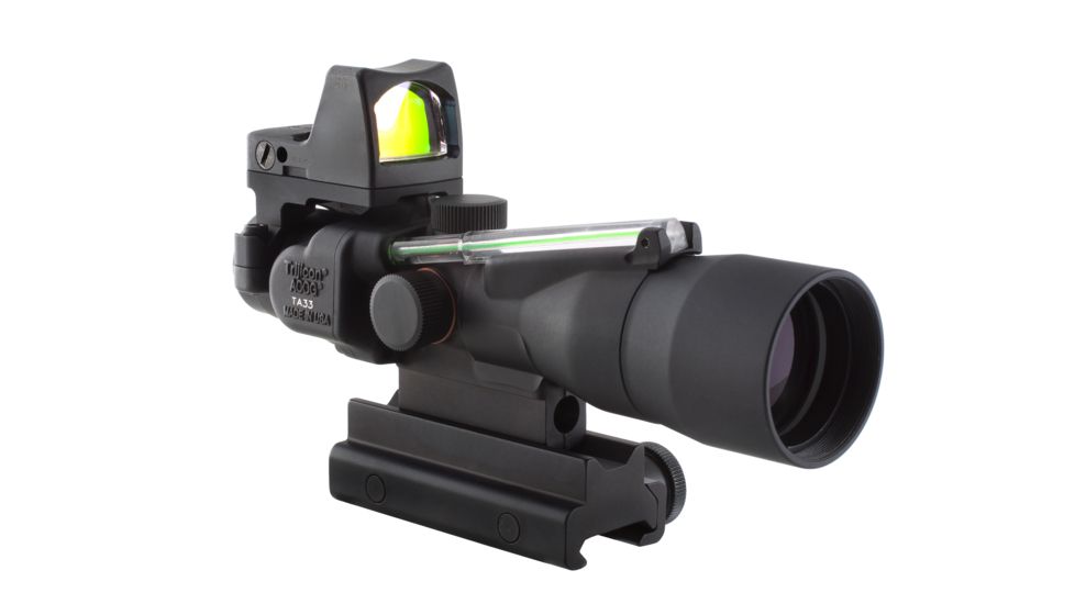 Trijicon ACOG 3x30 Rifle Scope with Dual Illuminated Green Horseshoe Reticle and 4 MOA RMR Sight