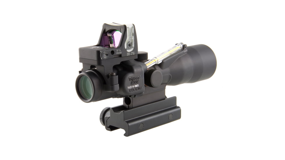 Trijicon ACOG 3x30 Scope, Dual Illuminated Amber Chevron.223 Ballistic Reticle, 9.0 MOA RMR Sight &amp; TA60 Mount TA33-8-RM05