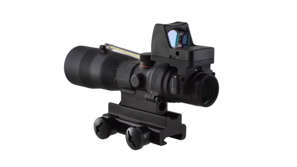 Trijicon ACOG 3x30 Scope, Dual Illuminated Amber Horseshoe/Dot .223 Ballistic Reticle, 4.0 MOA RMR Sight, and TA60 Mount