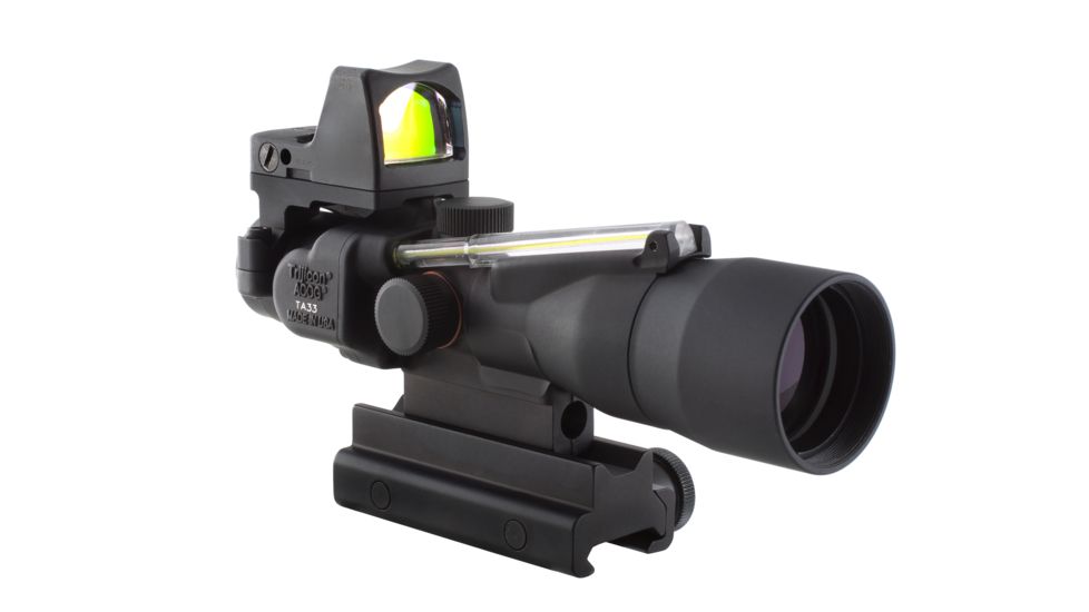 Trijicon ACOG 3x30 Scope, Dual Illuminated Amber Horseshoe/Dot .223 Ballistic Reticle, 4.0 MOA RMR Sight, and TA60 Mount