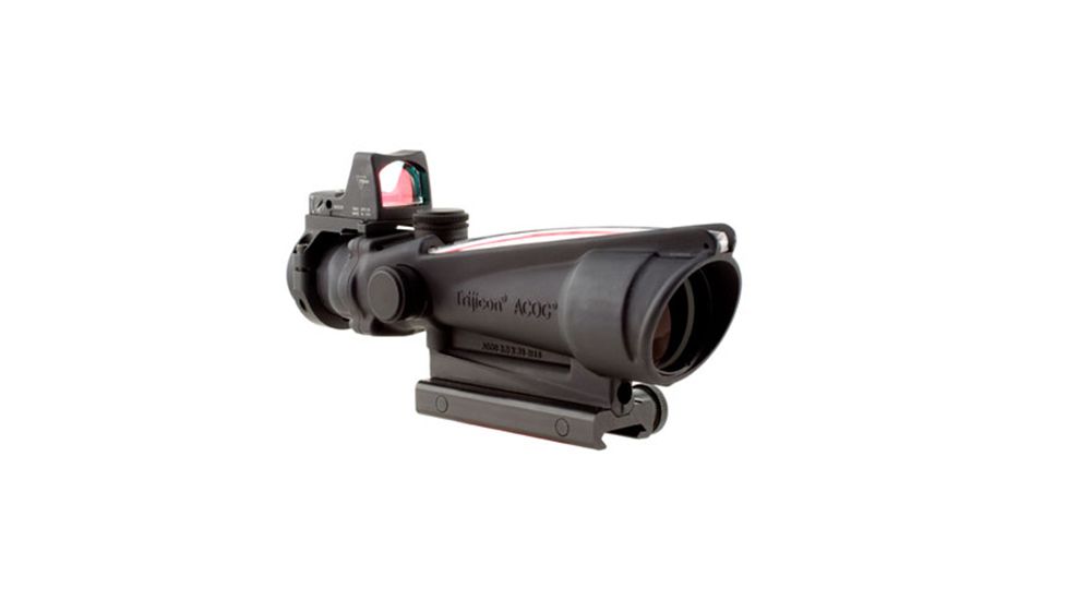 Trijicon 3.5x35 ACOG Rifle Scope, Dual Illuminated Red Crosshair .223 Reticle w/ Colt Knob Thumbscrew Mount &amp; LED 3.25 MOA Red Dot RMR Type 2, Black, 100557