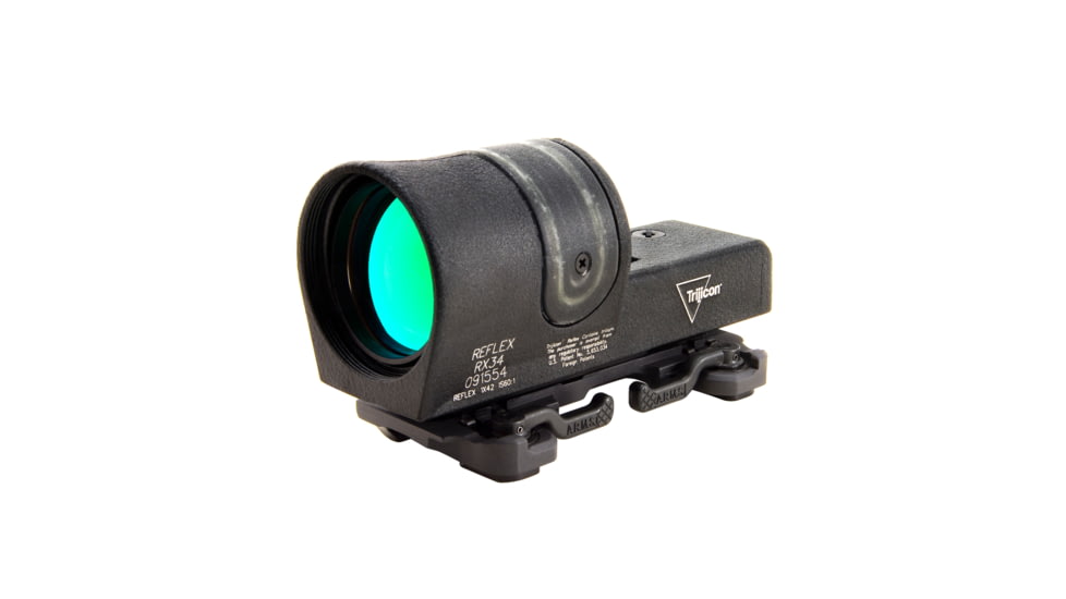 Open Box, Dealer DMO Trijicon 42mm Reflex Amber 4.5 MOA Dot Reticle with A.R.M.S. #15 Throw Lever Flattop Mount RX34-23